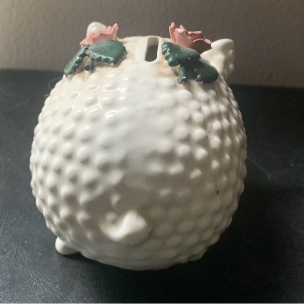 Vintage Milk glass Hobnail Lefton Piggy bank - Picture 2 of 9